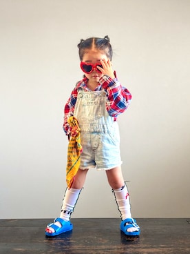 「BIRKENSTOCK（ビルケンシュトック）のアイテム」を使った、KOOOさん（キッズ・90cm）の春コーディネート