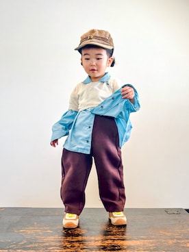 「EAST END HIGHLANDERS（イーストエンドハイランダーズ）のEast End Highlanders / オープンカラー長袖シャツ＜120cm＞（シャツ/ブラウス）」を使った、KOOOさん（キッズ・90cm）の秋コーディネート