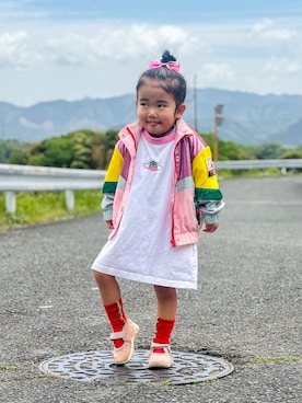 「アイテム（セットアップ）」を使った、KOOOさん（キッズ・90cm）の春コーディネート