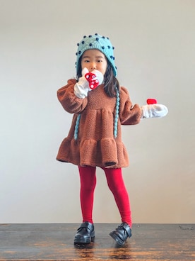 「アイテム（レッグウェア）」を使った、KOOOさん（キッズ・90cm）の冬コーディネート