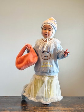 「Handmade（ハンドメイド）のアイテム」を使った、KOOOさん（キッズ・90cm）の冬コーディネート