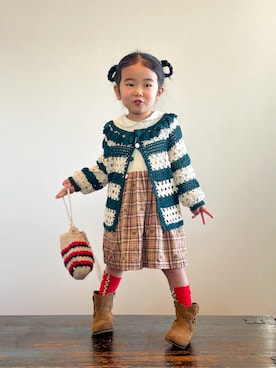 「アイテム（ワンピース/ドレス）」を使った、KOOOさん（キッズ・90cm）の冬コーディネート