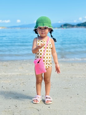 「Rylee + Cru（ライリーアンドクルー）の【Bs】【it】【Rylee＋Cru】SKY ONE-PIECE || RETRO CHECK（その他ベビー用品）」を使った、KOOOさん（キッズ・90cm）の夏コーディネート