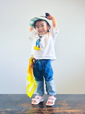 「H&M（エイチ・アンド・エム）のアイテム（帽子）」を使った、KOOOさん（キッズ・90cm）の夏コーディネート