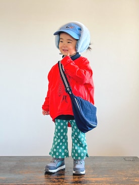 「アイテム（ファッション雑貨）」を使った、KOOOさん（キッズ・90cm）の秋コーディネート