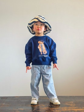 「LOWRYS FARM（ローリーズファーム）のアイウェア　 129499（メガネ、ホワイト系）」を使った、KOOOさん（キッズ・90cm）の春コーディネート