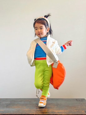 「アイテム（レギンス/スパッツ）」を使った、KOOOさん（キッズ・90cm）の冬コーディネート