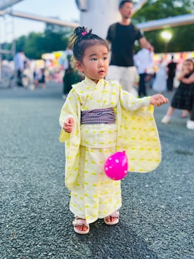 「アイテム（ヘアゴム）」を使った、KOOOさん（キッズ・90cm）の夏コーディネート