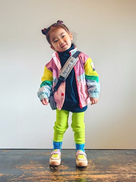 「アイテム（レギンス/スパッツ）」を使った、KOOOさん（キッズ・90cm）の秋コーディネート