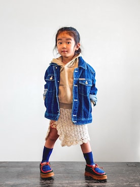 「H&M（エイチ・アンド・エム）のアイテム」を使った、KOOOさん（キッズ・100cm）の秋コーディネート