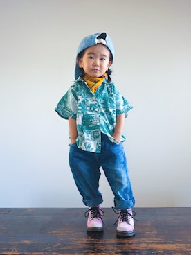 「アイテム（帽子）」を使った、KOOOさん（キッズ・90cm）の秋コーディネート