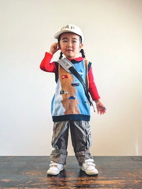 「アイテム（その他ベビーウェア）」を使った、KOOOさん（キッズ・90cm）の秋コーディネート