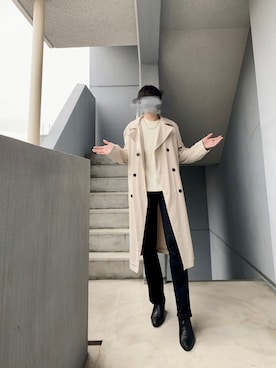 「ZARA（ザラ）のアイテム（トレンチコート）」を使った、ざらめさん（メンズ・181cm）の秋コーディネート