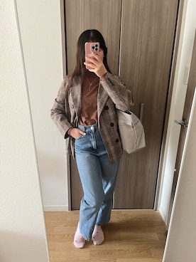 「UNIQLO（ユニクロ）のタートルネックT（長袖）（Tシャツ/カットソー）」を使った、kuchi06さん（レディース・154cm）の冬コーディネート