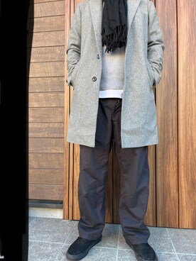 「GU（ジーユー）のアイテム（その他パンツ、ブラック系）」を使った、nidさん（メンズ）の冬コーディネート