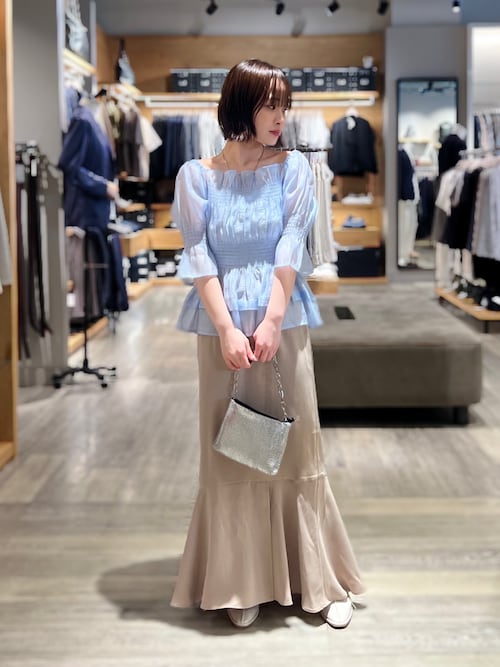 ブラウス シャツ 2WAYシャーリングシアーペプラムブラウス　オフショル/スクエアネック レディース SELFIST ブラウス シャツ 2WAYシャーリングシアーペプラム