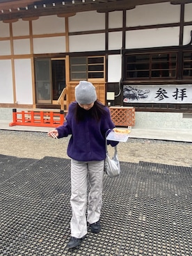 「アイテム（ニットキャップ/ビーニー、グレー系）」を使った、imkkonenさん（レディース・162cm）の冬コーディネート