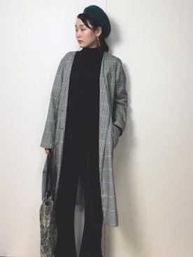 「LOWRYS FARM（ローリーズファーム）のアイテム（ノーカラーコート）」を使った、rinaさん（レディース・160cm）の冬コーディネート