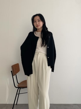 「URBAN RESEARCH ROSSO（アーバンリサーチロッソ）の『一部別注カラー』ELENDEEK　FORM SHORT COAT（ノーカラージャケット、ブルー系）」を使った、美波さん（レディース・158cm）の春コーディネート