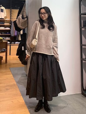 「スカートコーデ」｜美波さん（レディース・158cm）の冬コーディネート