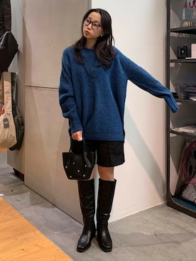 「doors」｜「アイテム（ノーカラーコート）」を使った、美波さん（レディース・158cm）の冬コーディネート