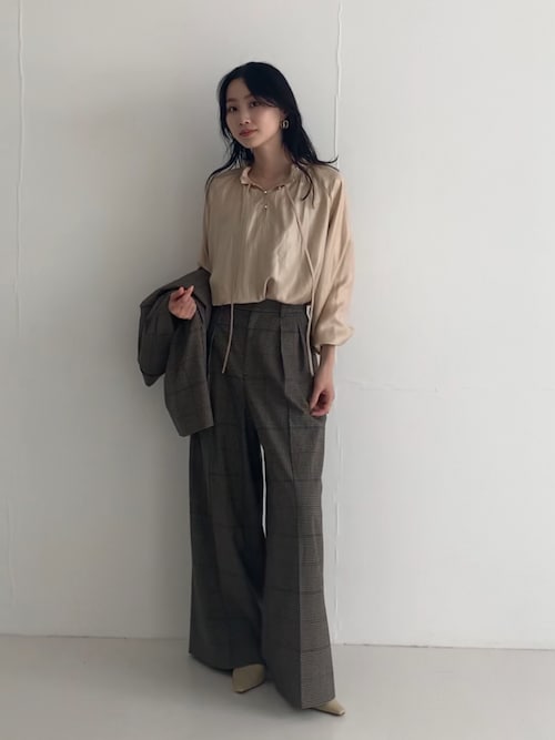 セール】グロッシー2WAYネックギャザーブラウス（シャツ/ブラウス