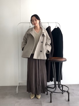 「URBAN RESEARCH ROSSO WOMEN（アーバンリサーチ　ロッソ）のワッシャープリーツスカート（スカート）」を使った、美波さん（レディース・158cm）の冬コーディネート
