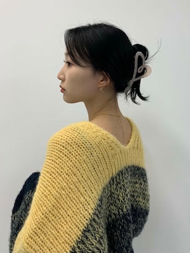 「アイテム（バレッタ/ヘアクリップ）」を使った、美波さん（レディース・158cm）の秋コーディネート