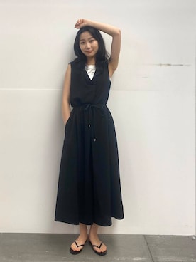 「アイテム（つなぎ/オールインワン）」を使った、美波さん（レディース・158cm）の夏コーディネート
