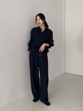 「URBAN RESEARCH ROSSO WOMEN（アーバンリサーチ　ロッソ）のイージーケアウーステッドシャツ（シャツ/ブラウス）」を使った、美波さん（レディース・158cm）の秋コーディネート