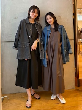 「アイテム（デニムジャケット）」を使った、美波さん（レディース・158cm）の夏コーディネート