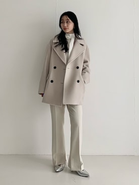 「アイテム（ピーコート）」を使った、美波さん（レディース・158cm）の秋コーディネート