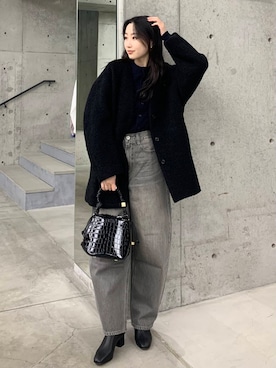 ループヤーンウールコクーンコートを使った人気ファッション