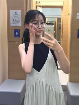 「アイテム（デニムジャケット）」を使った、美波さん（レディース・158cm）の夏コーディネート