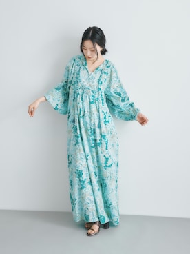 「URBAN RESEARCH ROSSO（アーバンリサーチロッソ）のsara mallika　COTTON BOHEMIAN FLOWER DRESS（ワンピース、グリーン系）」を使った、美波さん（レディース・158cm）の春コーディネート