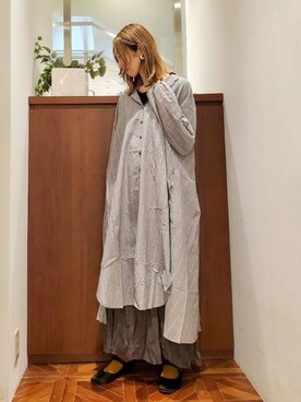 「ワッシャースカート」｜「アイテム（ワンピース/ドレス）」を使った、nagashimaさん（レディース・160cm）の秋コーディネート
