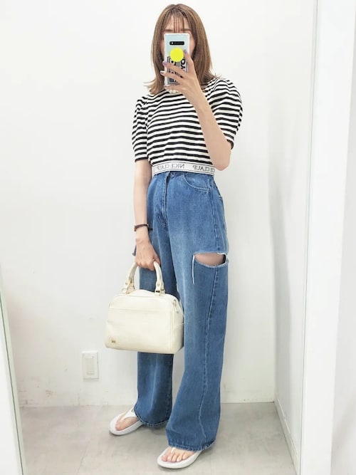 セール】サイドカッティングデニム（デニムパンツ）｜one after