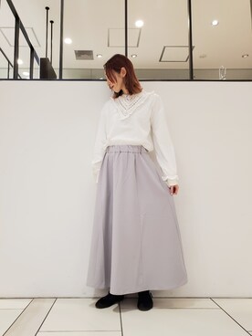 「PUAL CE CIN（ピュアルセシン）の【WEB限定】フレアスカート（スカート）」を使った、nagashimaさん（レディース・160cm）の冬コーディネート
