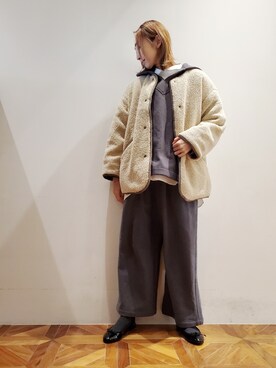 「PUAL CE CIN（ピュアルセシン）のアイテム（ノーカラーコート）」を使った、nagashimaさん（レディース・160cm）の冬コーディネート
