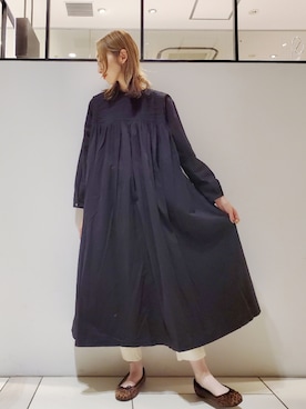「2wayワンピース」｜「アイテム（バレエシューズ）」を使った、nagashimaさん（レディース・160cm）の秋コーディネート