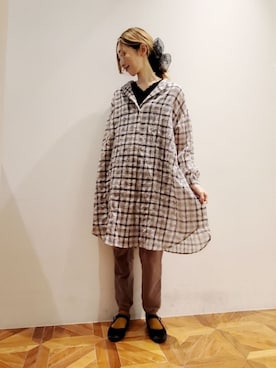 「レースタンクトップ」｜nagashimaさん（レディース・160cm）の秋コーディネート