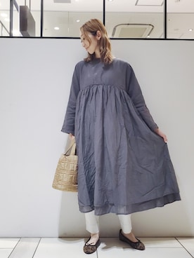 「2wayワンピース」｜「アイテム（バレエシューズ）」を使った、nagashimaさん（レディース・160cm）の秋コーディネート