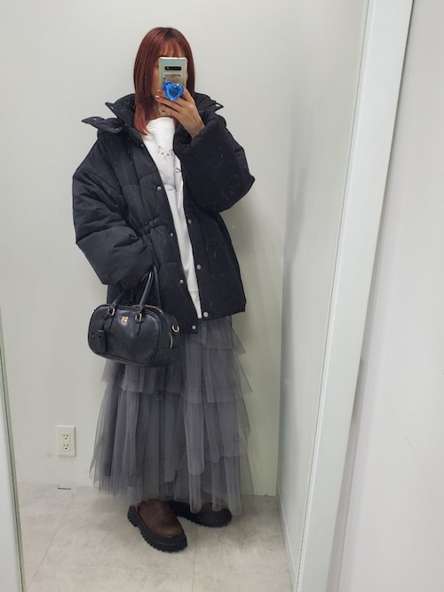 fluff wear スカート 2-3y AMBIDEX Store 強撚ラチネ ラップIラインスカート(F クロ): yuni