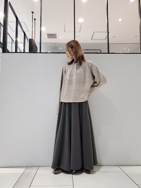 「Aラインスカート」｜「アイテム（ニット/セーター）」を使った、nagashimaさん（レディース・160cm）の冬コーディネート