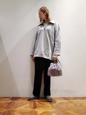 「PUAL CE CIN（ピュアルセシン）の【Du noir】裏毛ハーフジッププルオーバー（Tシャツ/カットソー）」を使った、nagashimaさん（レディース・160cm）の冬コーディネート