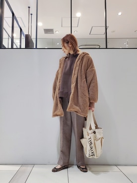 「ヒッコリーパンツ」｜「アイテム（その他アウター）」を使った、nagashimaさん（レディース・160cm）の冬コーディネート