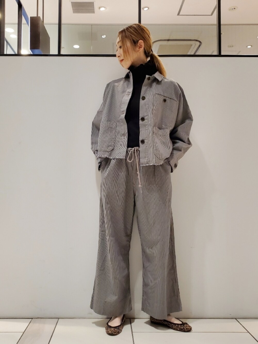 【オシャレ☆pual ce cin】紺　内側白　コットンジャケット PUAL CE CIN（ピュアルセシン）の「綿ヘンプヒッコリー