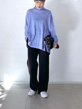 「タートルネック」｜「アイテム（クラッチバッグ）」を使った、inoさん（レディース・158cm）の冬コーディネート