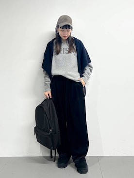 「体型カバー」｜「アイテム（スリッポン）」を使った、LINさん（レディース・163cm）の秋コーディネート