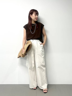 「ナチュラル」｜「アイテム（スリッポン）」を使った、LINさん（レディース・163cm）の春コーディネート